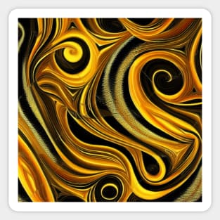 Abstract Black and Gold Swirls Sticker